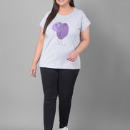 Light Grey Printed Plus Size T-Shirt