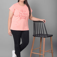 Bright Peach Printed T-Shirt