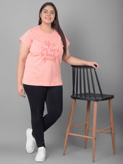 Bright Peach Printed T-Shirt