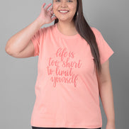 Bright Peach Printed T-Shirt
