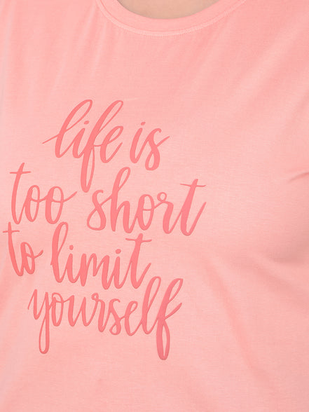 Bright Peach Printed T-Shirt