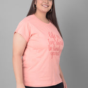 Bright Peach Printed T-Shirt