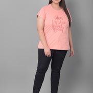 Bright Peach Printed T-Shirt
