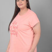 Bright Peach Printed T-Shirt