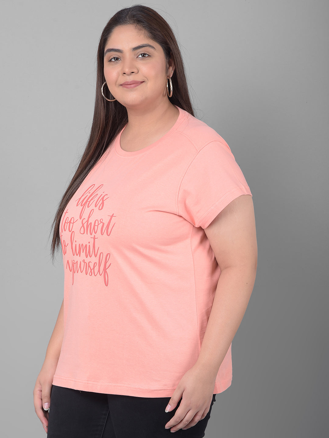 Bright Peach Printed T-Shirt