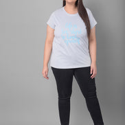 Light Grey Printed Plus Size T-Shirt