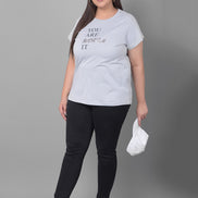 Light Grey Printed Plus Size T-Shirt