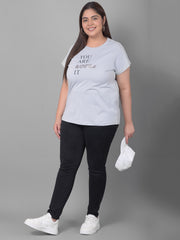 Light Grey Printed Plus Size T-Shirt