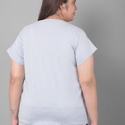 Light Grey Printed Plus Size T-Shirt