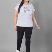 Light Grey Printed Plus Size T-Shirt