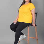 Yellow Printed Plus Size T-Shirt