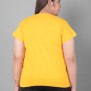 Yellow Printed Plus Size T-Shirt