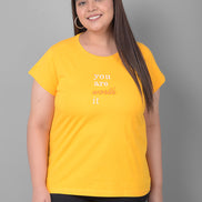 Yellow Printed Plus Size T-Shirt