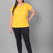 Yellow Printed Plus Size T-Shirt