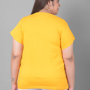 Yellow Printed Plus Size T-Shirt