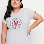 Light Grey Printed Plus Size Tshirt