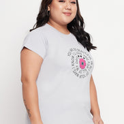Light Grey Printed Plus Size Tshirt
