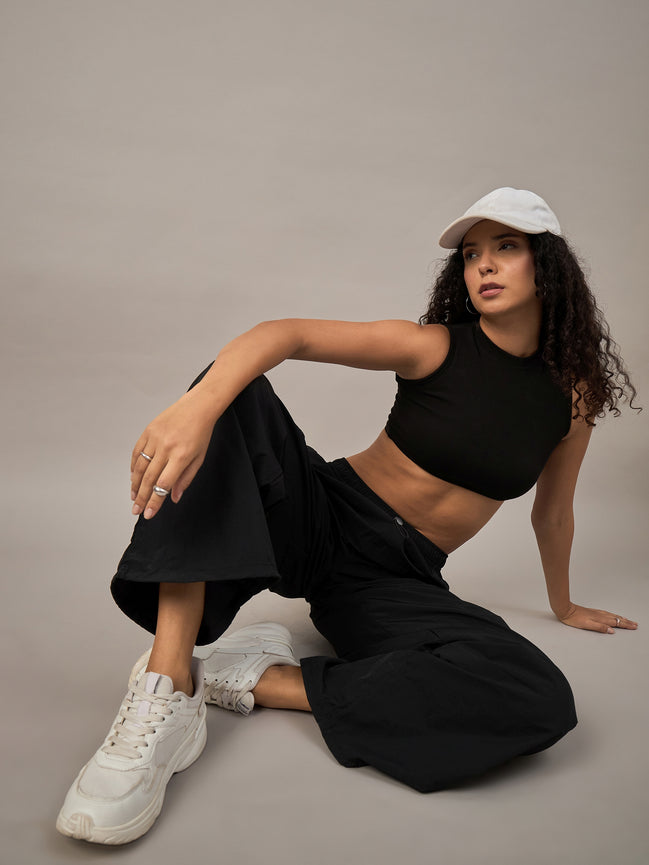 Women Black Regular Fit Trouser