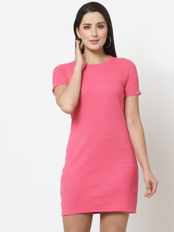 Pink Round Neck Dress