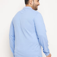 Blue Solid Plus Size T-Shirt