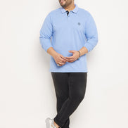 Blue Solid Plus Size T-Shirt