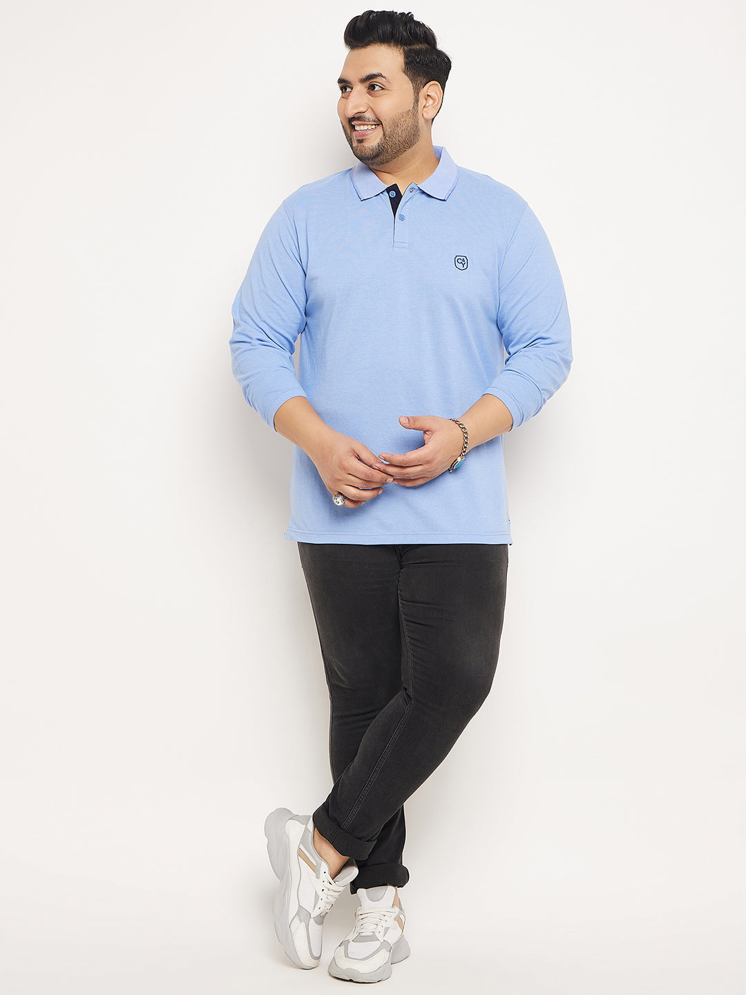 Blue Solid Plus Size T-Shirt