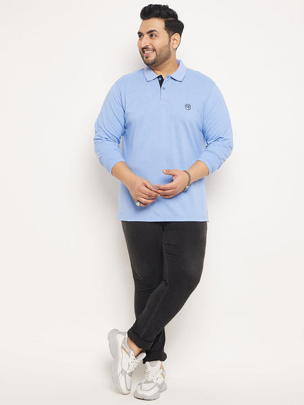 Blue Solid Plus Size T-Shirt