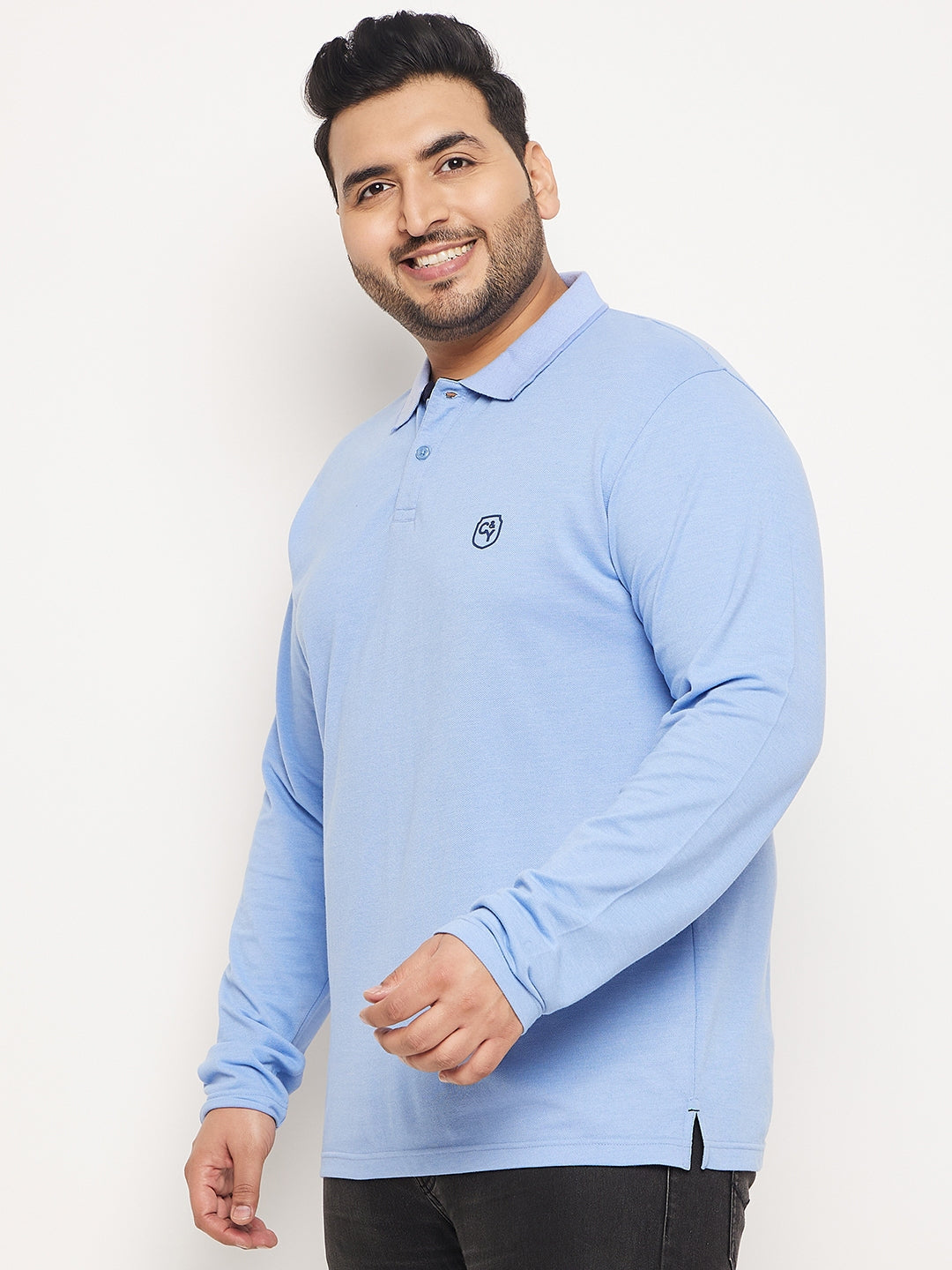 Blue Solid Plus Size T-Shirt
