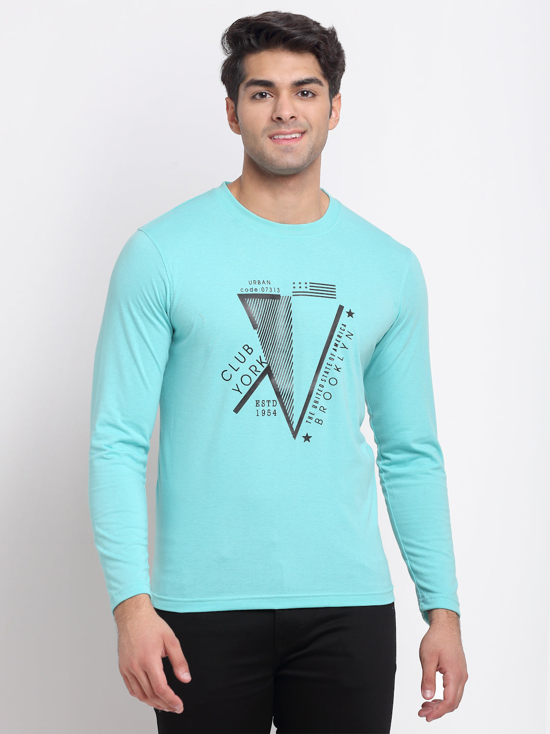 Turquoise Blue Round Neck T-Shirt