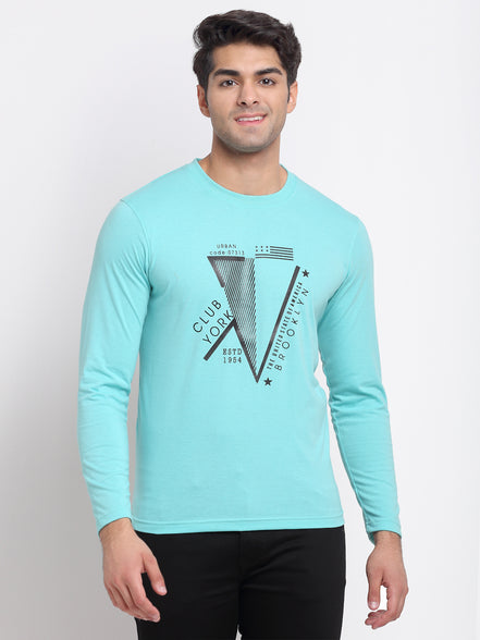 Turquoise Blue Round Neck T-Shirt