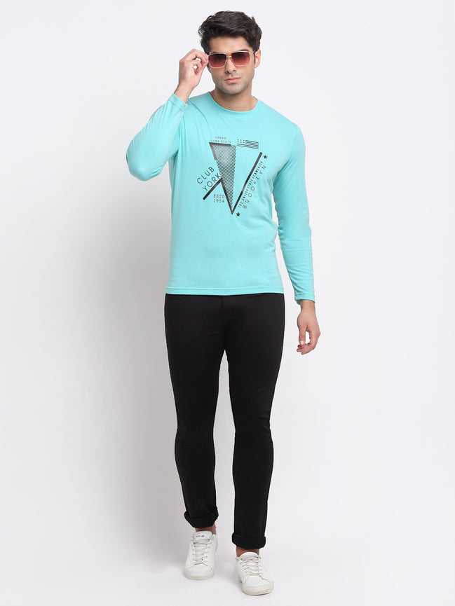 Turquoise Blue Round Neck T-Shirt
