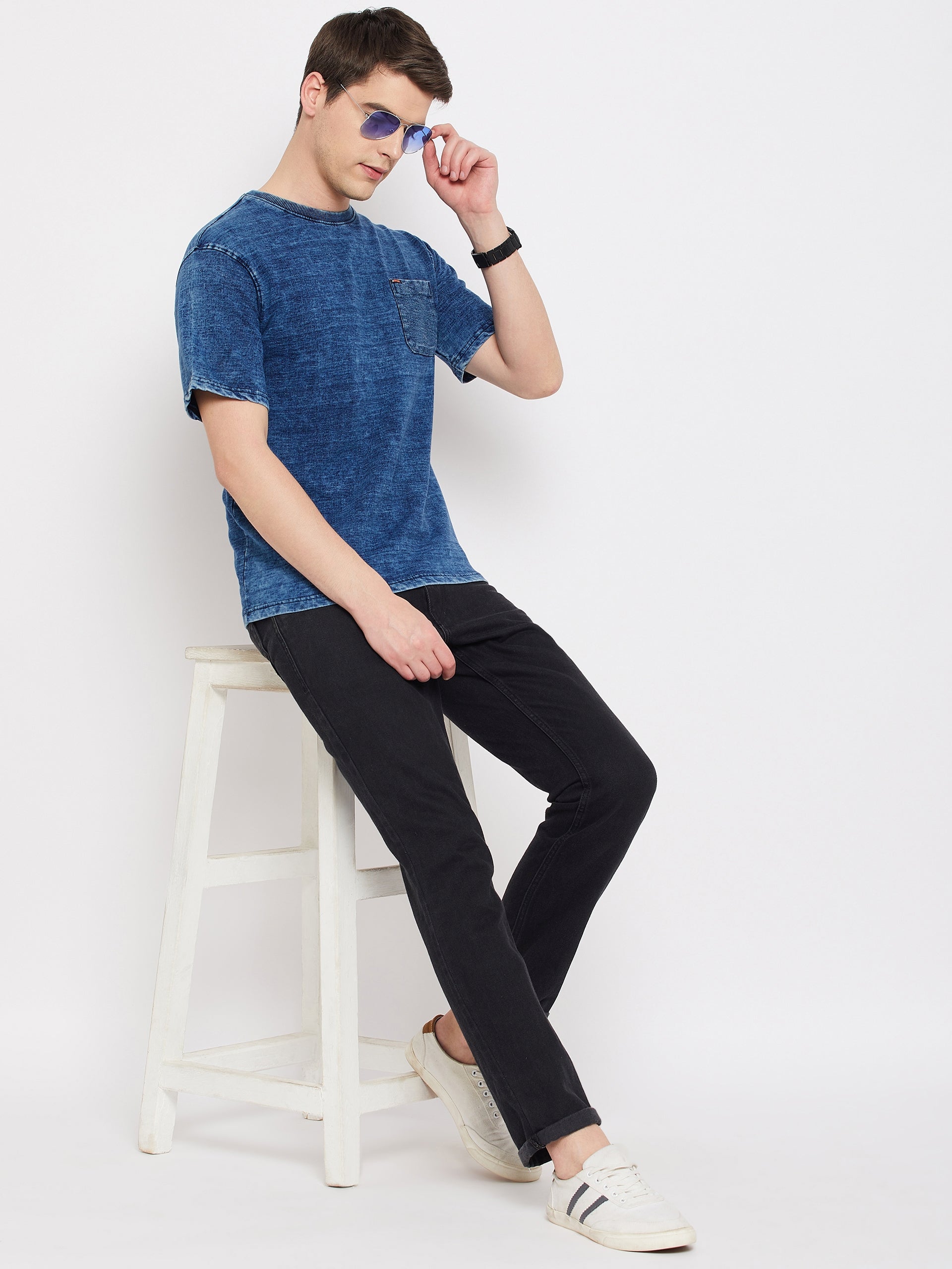 Indigo Blue Round Neck T-Shirt