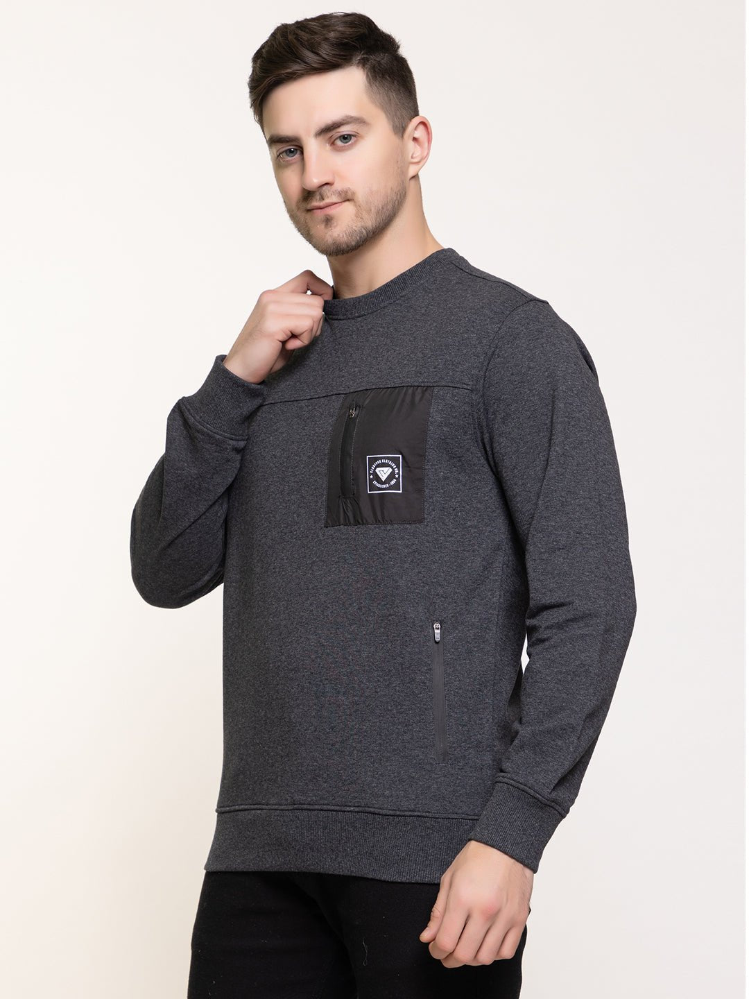 Anthra Grey Chest Logo Sweatshirt - clubyork