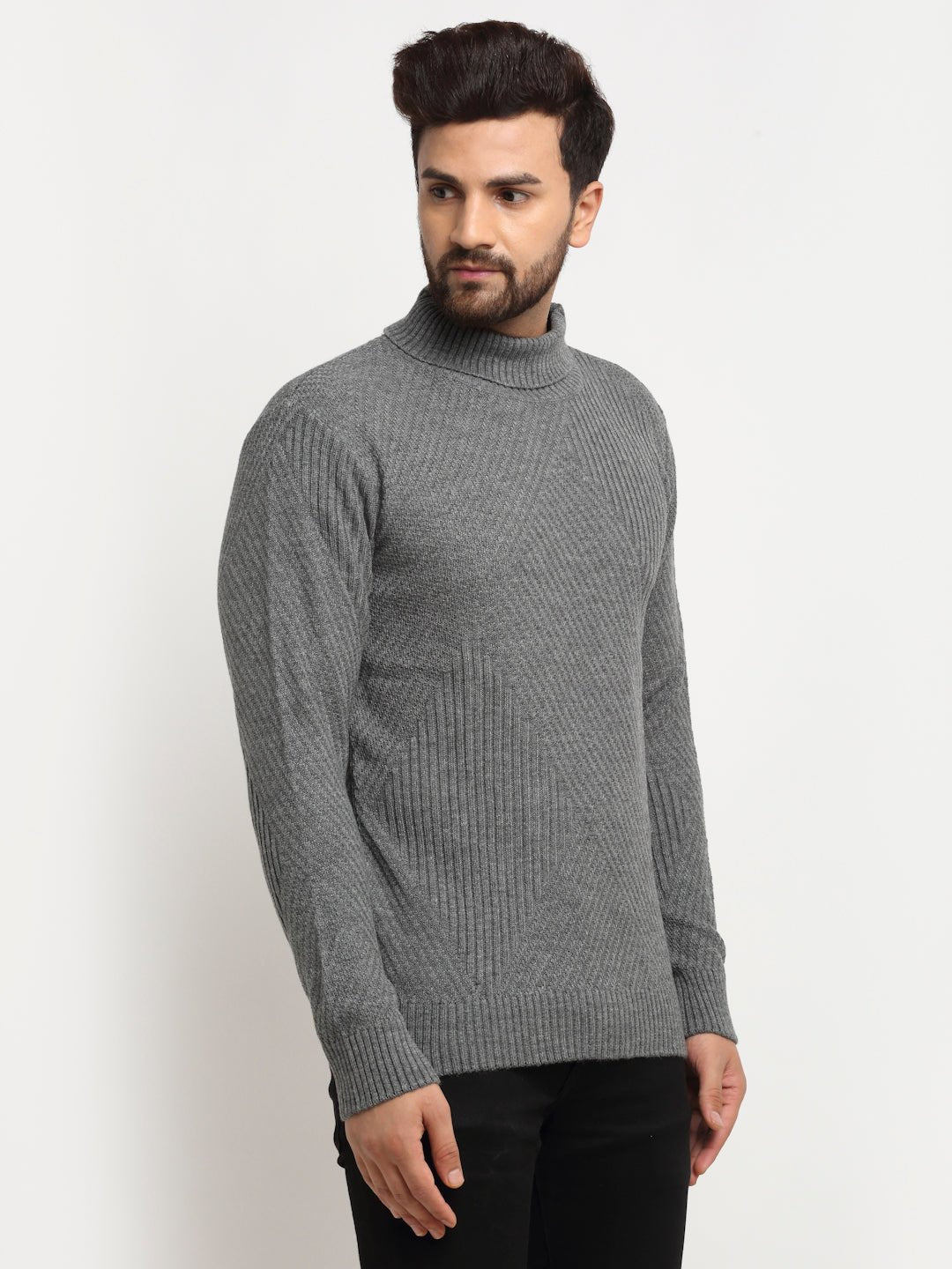 Anthra Ribbed High Neck Sweater - clubyork