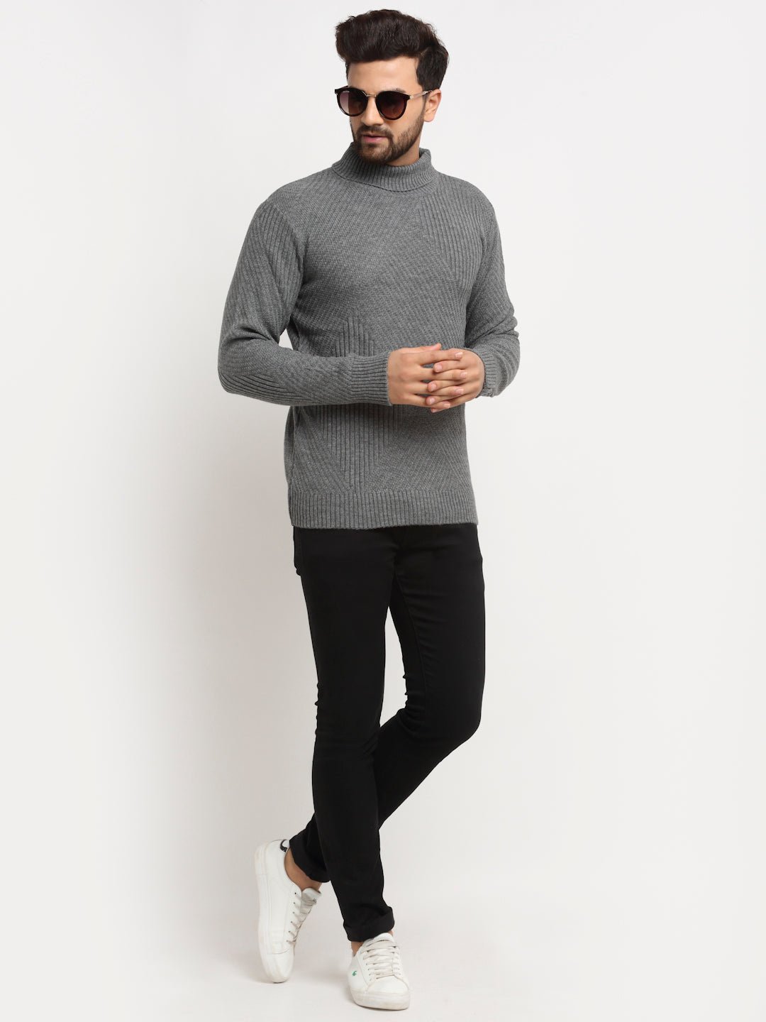 Anthra Ribbed High Neck Sweater - clubyork