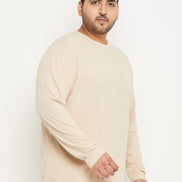 Beige Solid Plus Size Tshirt - clubyork