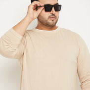 Beige Solid Plus Size Tshirt - clubyork