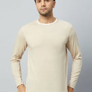 Beige Solid Tshirt - clubyork
