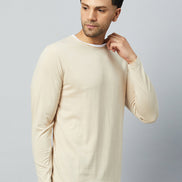 Beige Solid Tshirt - clubyork