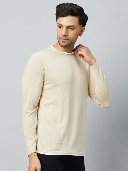 Beige Solid Tshirt - clubyork