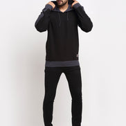 Black Colourblocked Hooded Sweatshirt - clubyork
