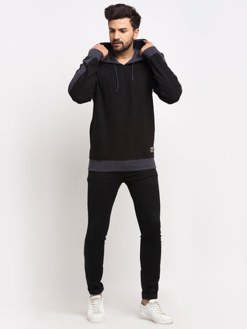 Black Colourblocked Hooded Sweatshirt - clubyork