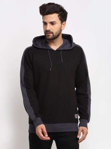 Black Colourblocked Hooded Sweatshirt - clubyork
