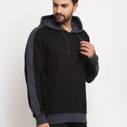 Black Colourblocked Hooded Sweatshirt - clubyork
