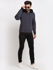 Black Colourblocked Hooded Sweatshirt