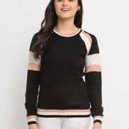 Black Colourblocked Round Neck Sweater - clubyork