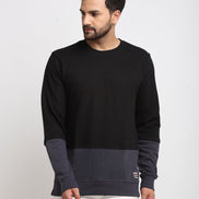 Black Colourblocked Round Neck Sweatshirt - clubyork