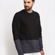Black Colourblocked Round Neck Sweatshirt - clubyork