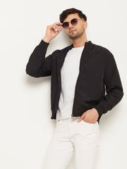 Black Mock Neck  Front Zipper Jacket