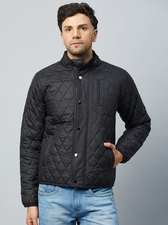Black Mock Neck Front Zipper Jacket - clubyork